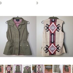 Blu Pepper Cargo Vest with Knit Aztec Back